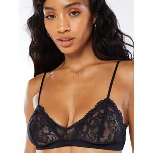 NWOT Savage X Fenty‎ Floral Lace Mesh Bralette Black Small Wireless Unlined Bra